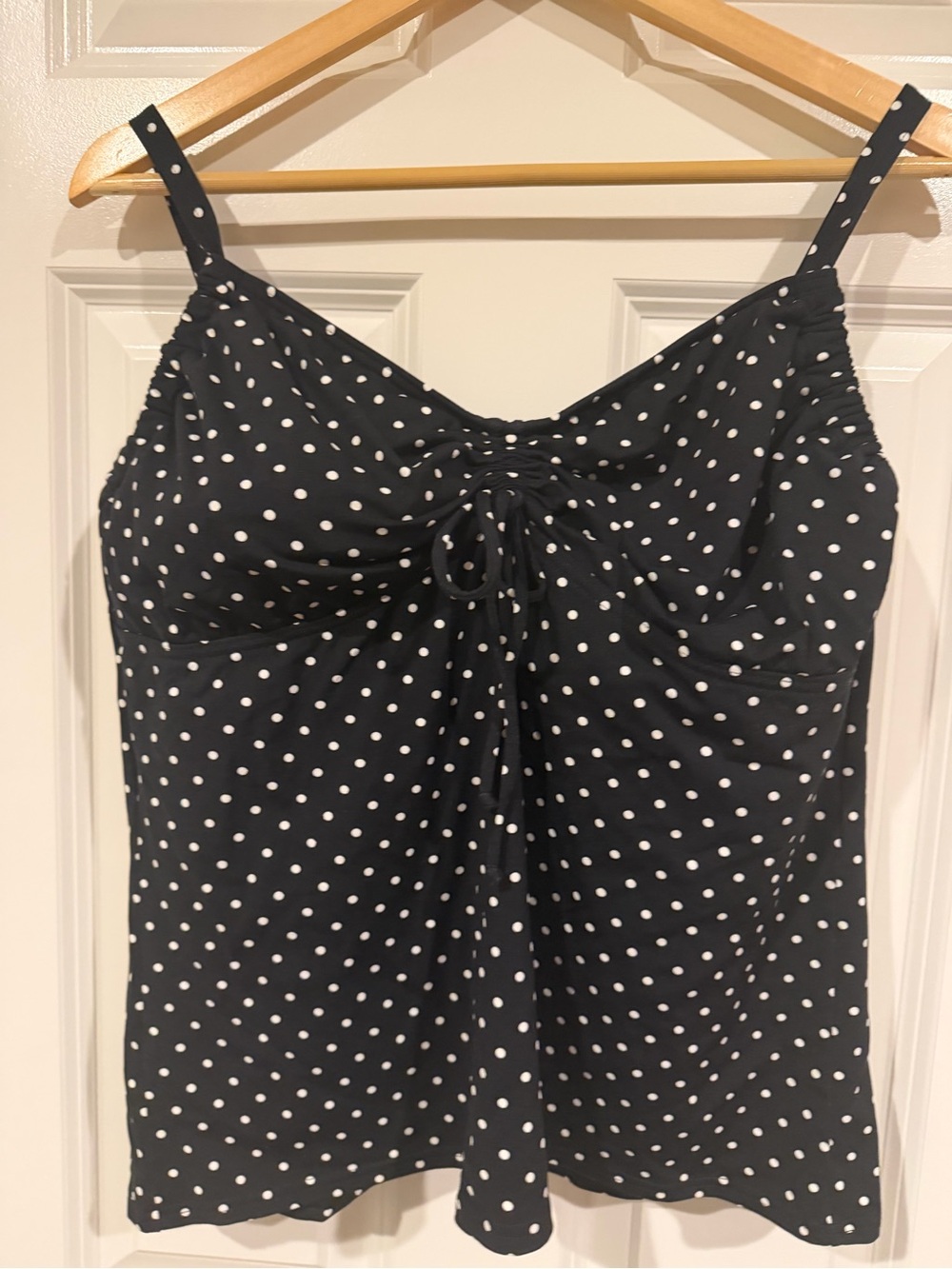 Lands End Polka Dot Black & White Swim  Tank Top 16DD